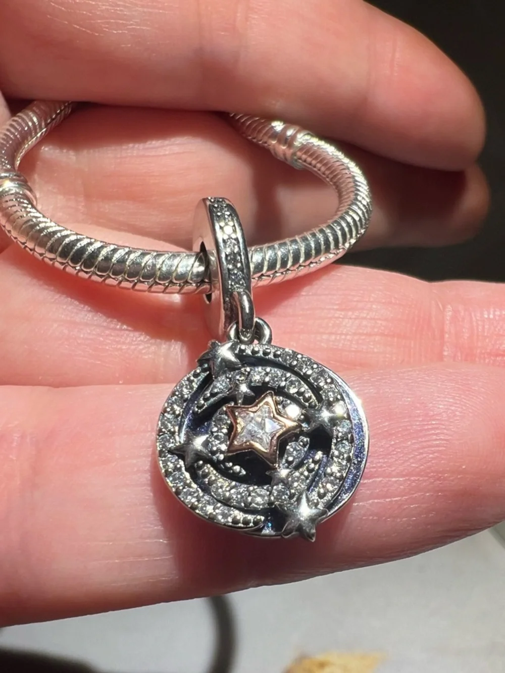 Two-tone Shooting Star Double Dangle Charm
